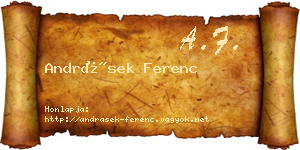 Andrásek Ferenc névjegykártya