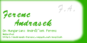 ferenc andrasek business card